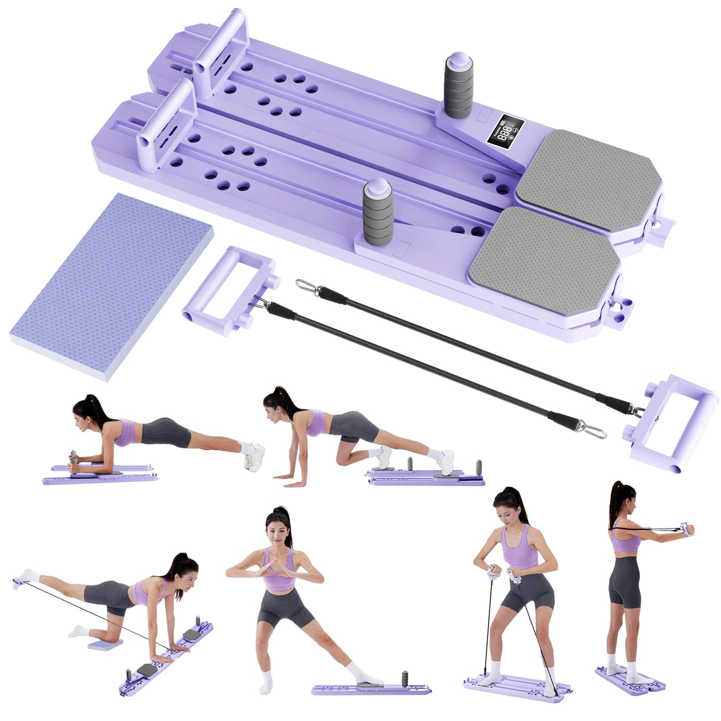 Ab Pilates Board Adjustable MultiFunctional Abdominal Fitness Board With Bands