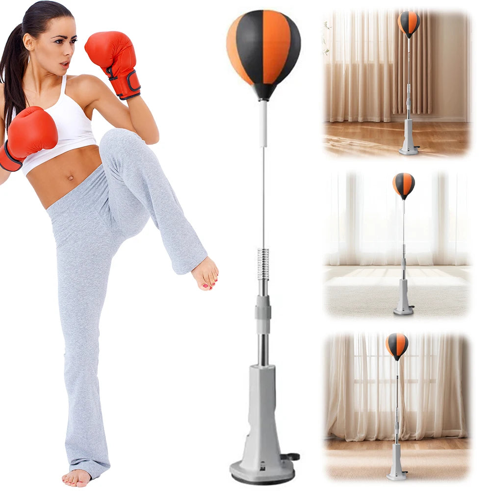 Boxing Punching Bag With Stand Height Adjustable Reflex Ball Set