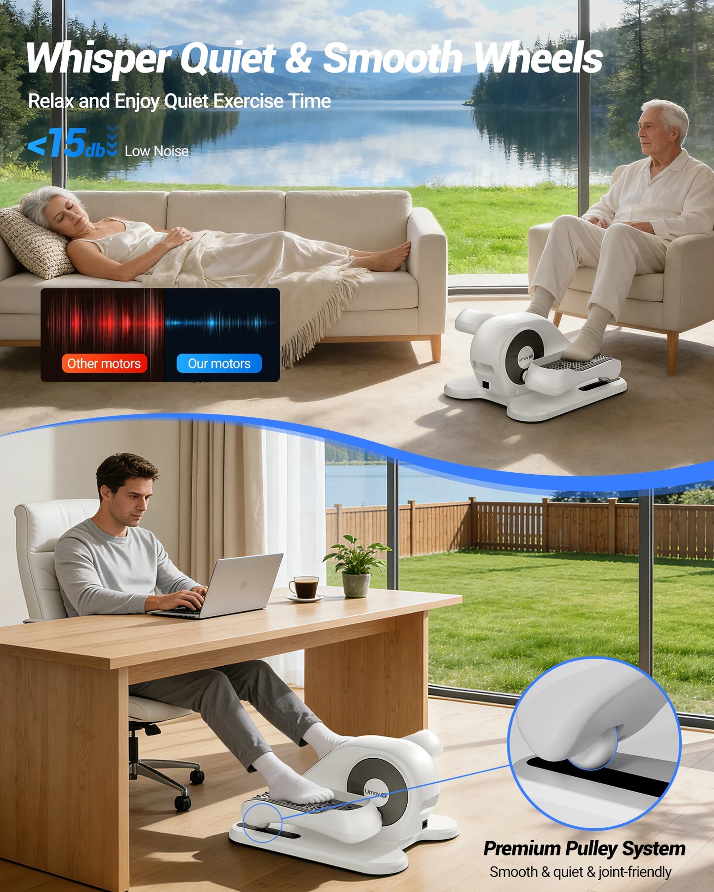 Electric Leg Exerciser Under Table Elliptical With Remote Control 12 Programs