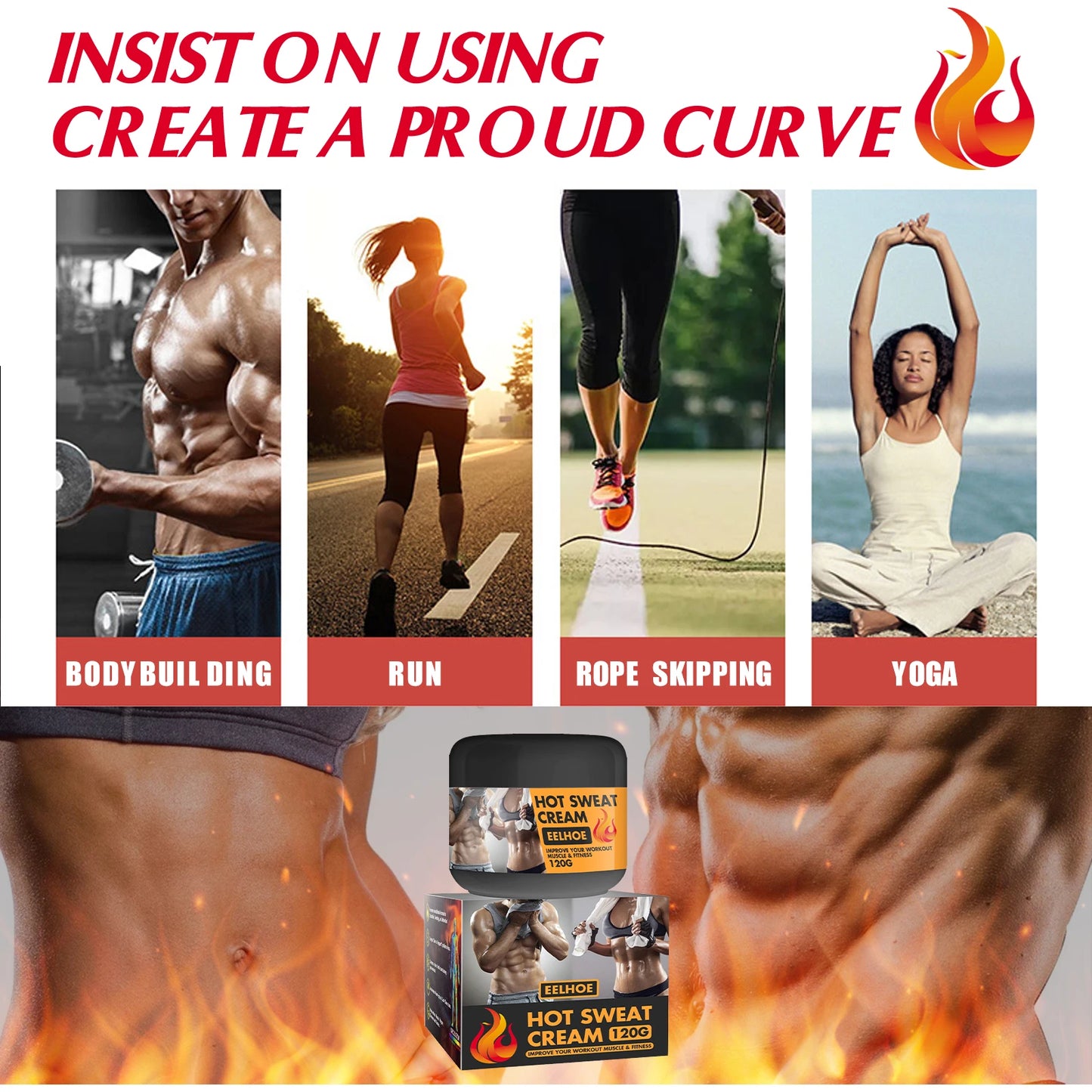 EELHOE Hot Sweat Cream For Effective Fat Burning Body Shaping