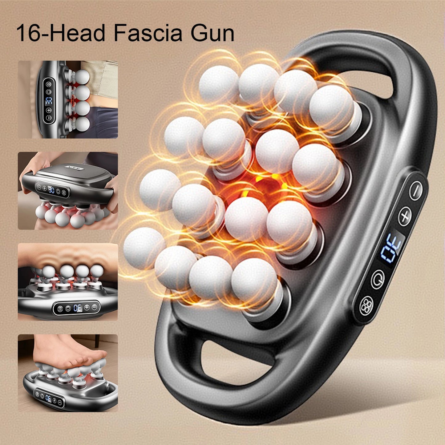 Foreverlily 16 Head Fascia Gun High Frequency Vibration Massager