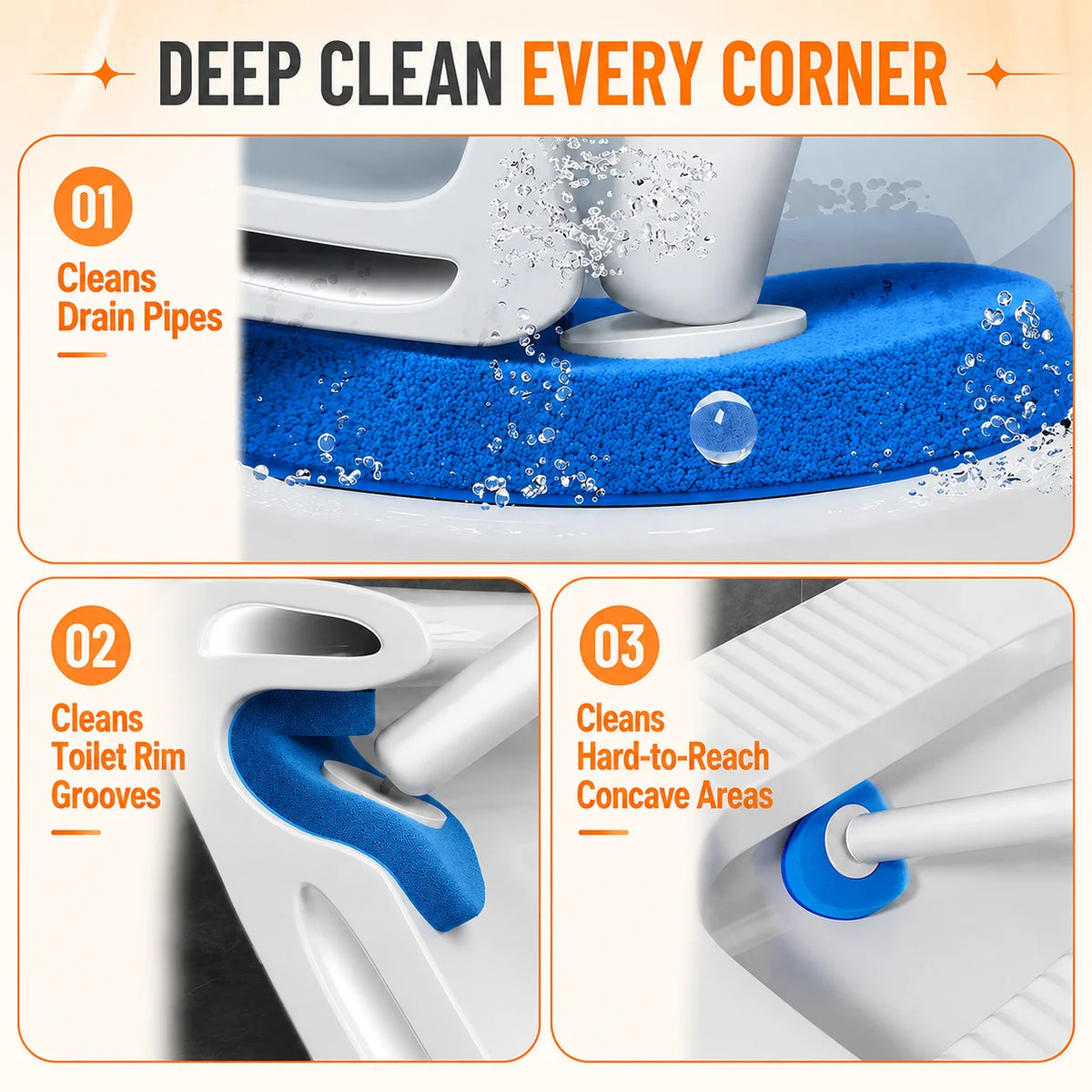 Joybos Touch Free Wall Mount Toilet Cleaning Wand With Pads