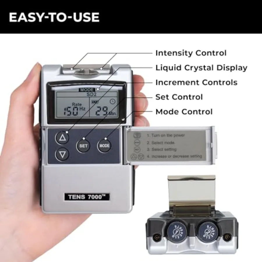 TENS 7000 Rechargeable Tens Unit With Four Electrodes