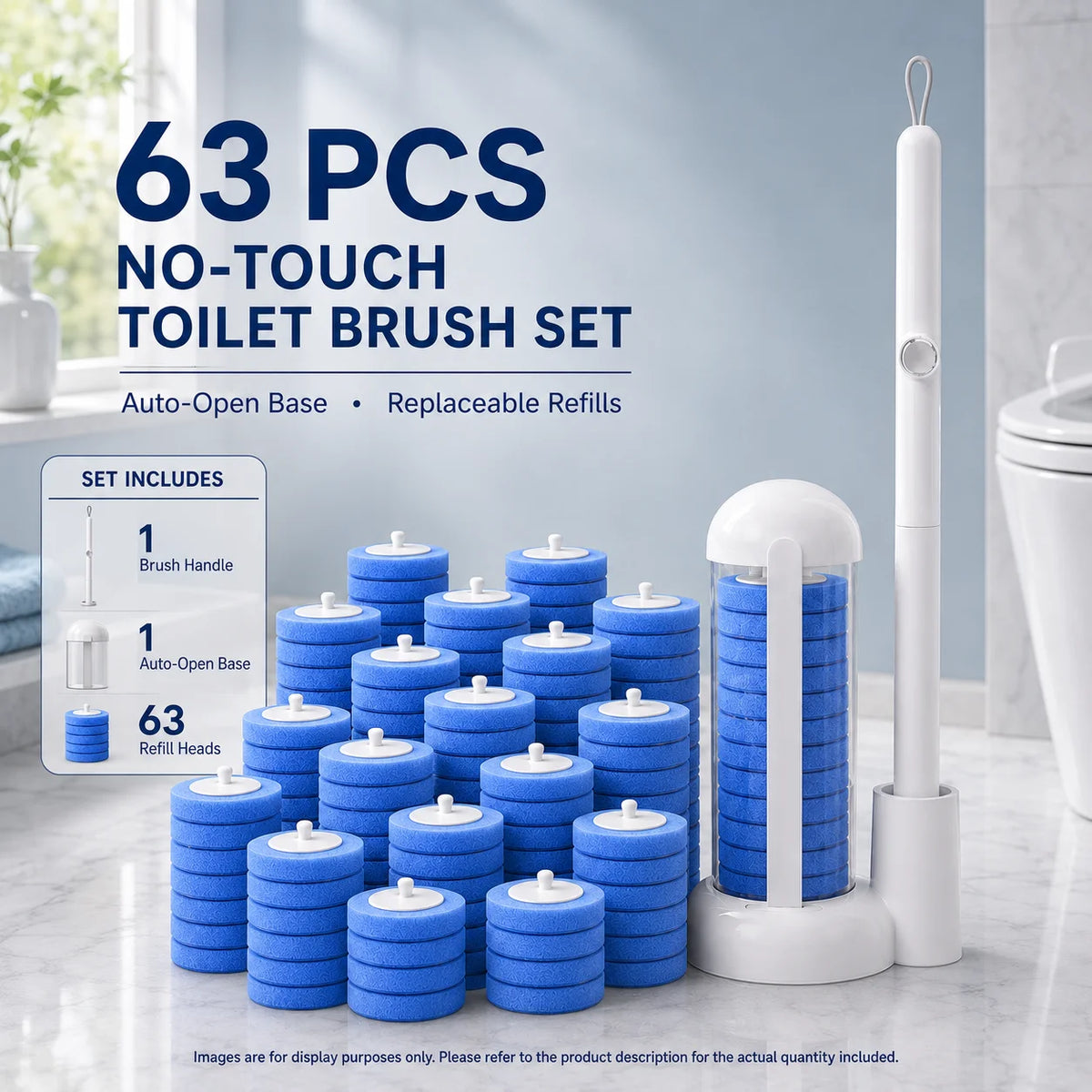 Joybos Touch Free Wall Mount Toilet Cleaning Wand With Pads