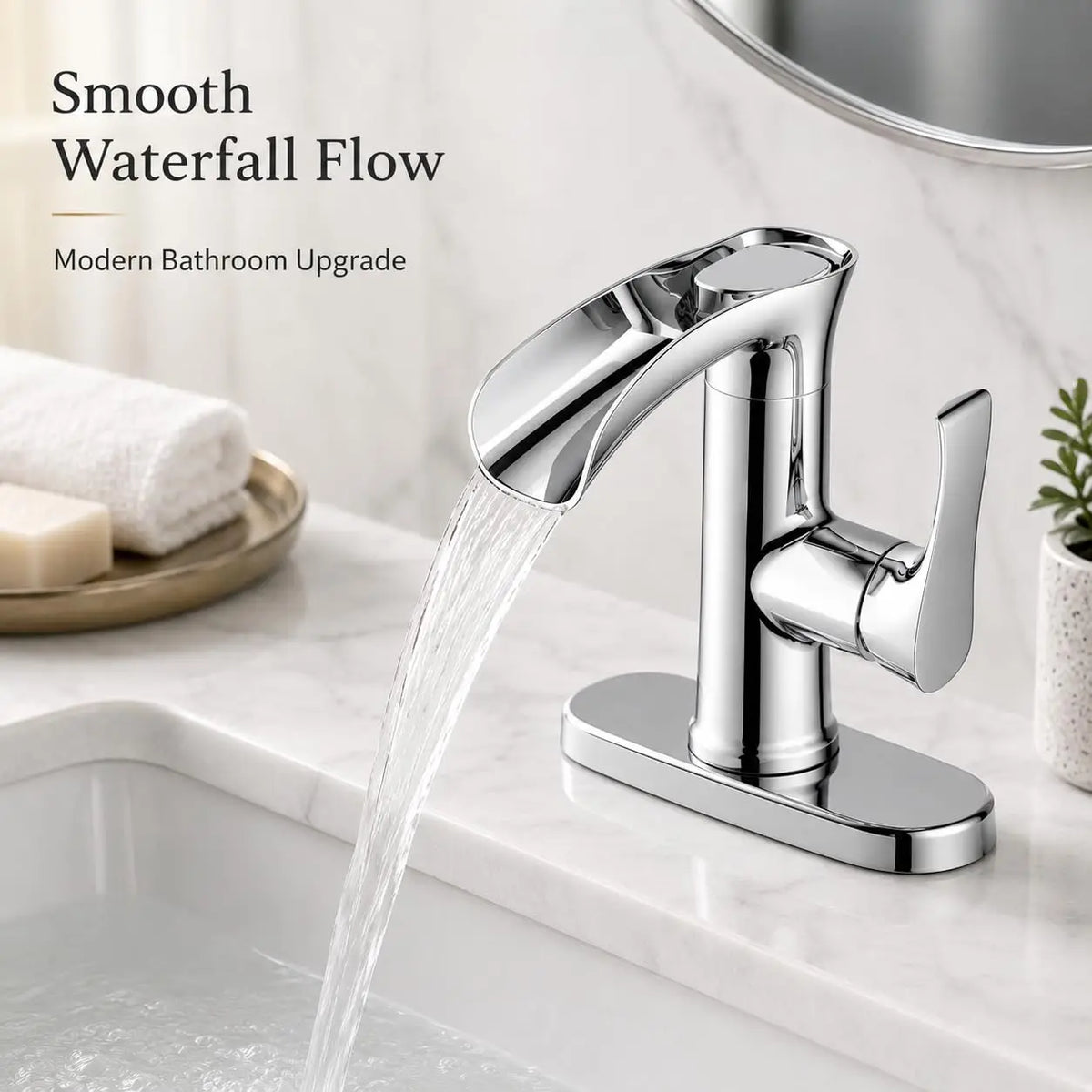 HiMISS Waterfall Bathroom Faucet Dual Handle Sink Tap