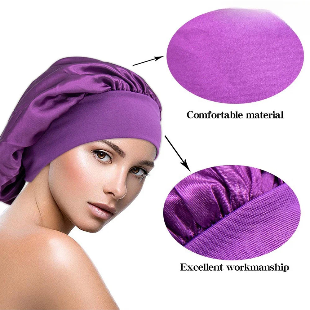 Elegant Satin Hair Bonnet For Long Hair Sleep Cap Night