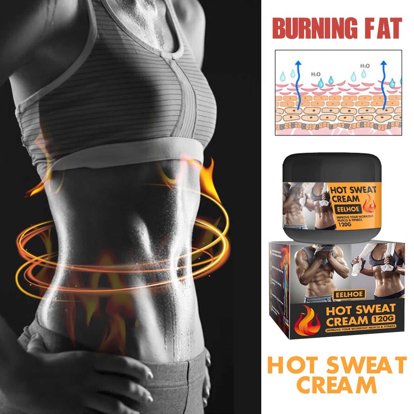 EELHOE Hot Sweat Cream For Effective Fat Burning Body Shaping