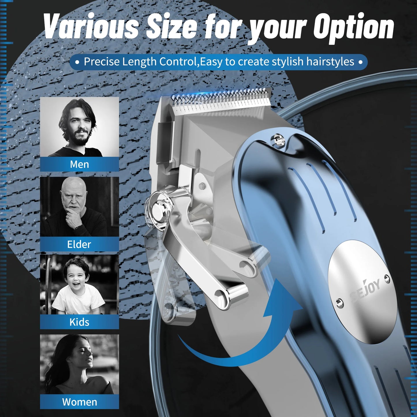Sejoy Rechargeable Hair Clipper Combo Professional Trimmer Set for Barber