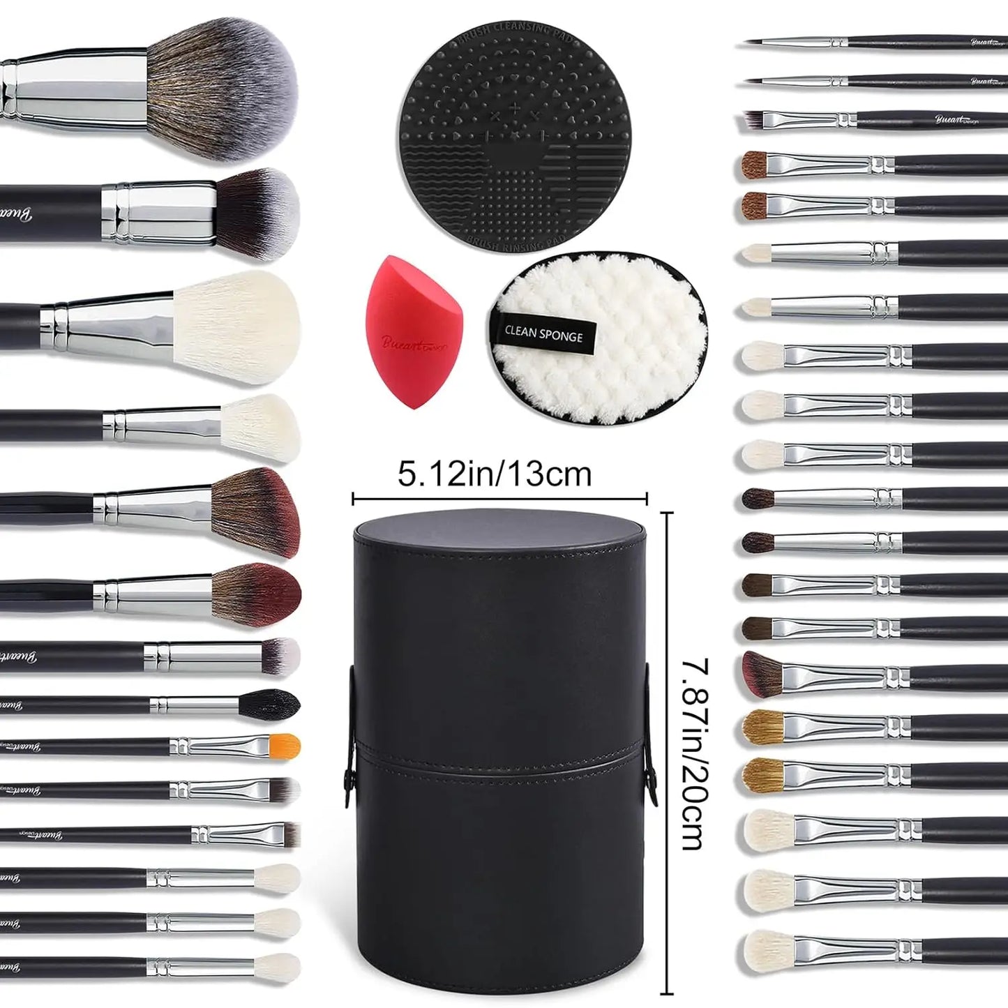 Deluxe Real Goat Hair Makeup Brushes Set With Holder