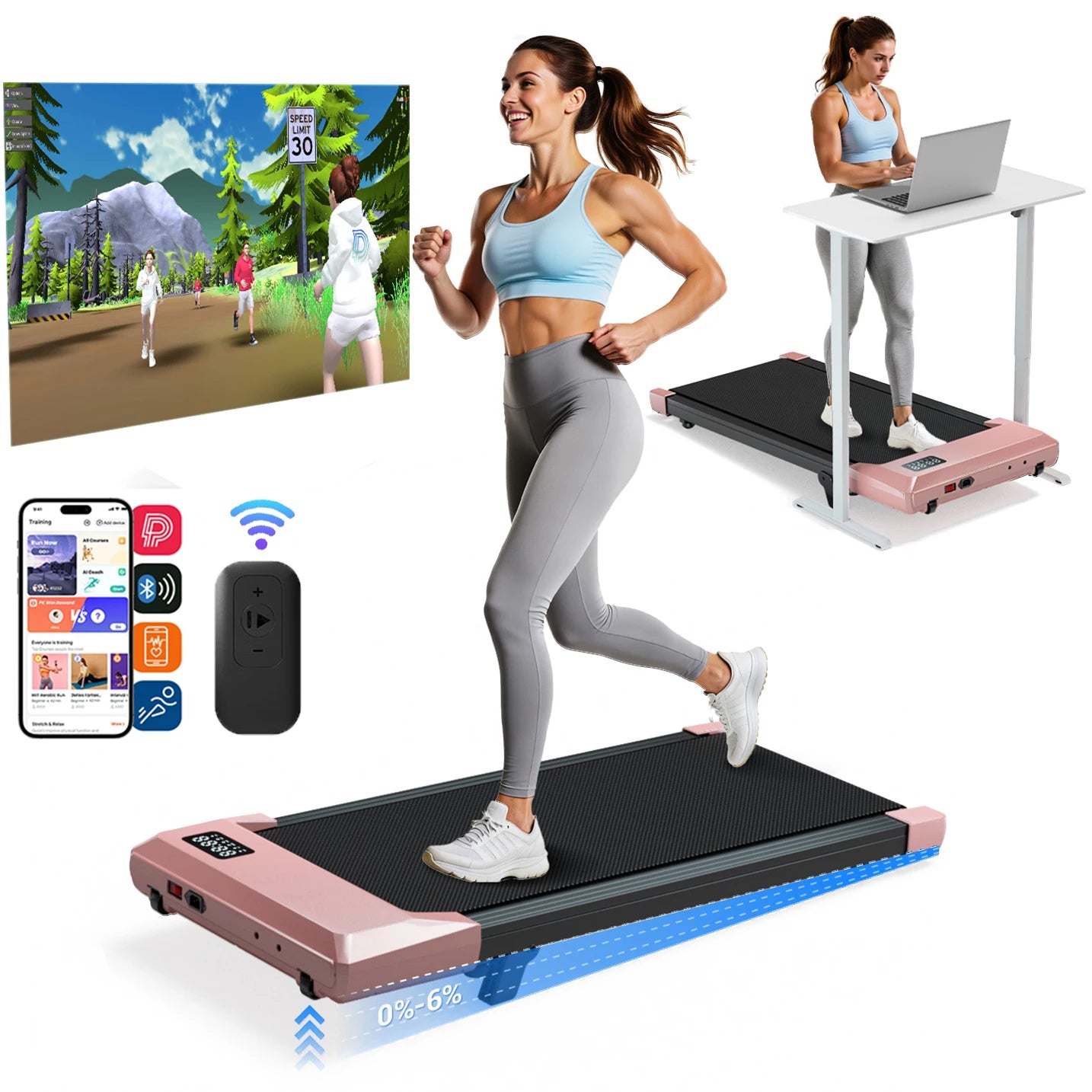 Superun Foldable Under Desk Treadmill 2.5 HP Quiet Walking Pad