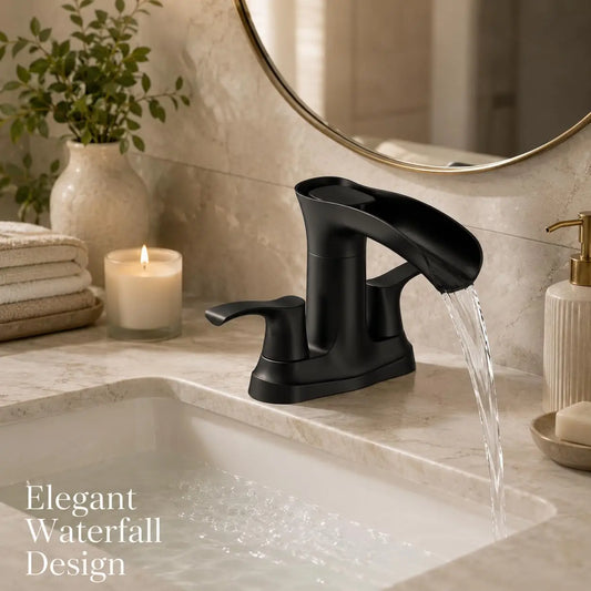 HiMISS Waterfall Bathroom Faucet Dual Handle Sink Tap