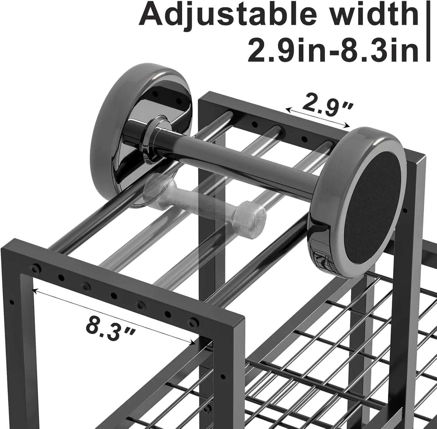 Six Tier Adjustable Gym Storage Rack With Locking Wheels