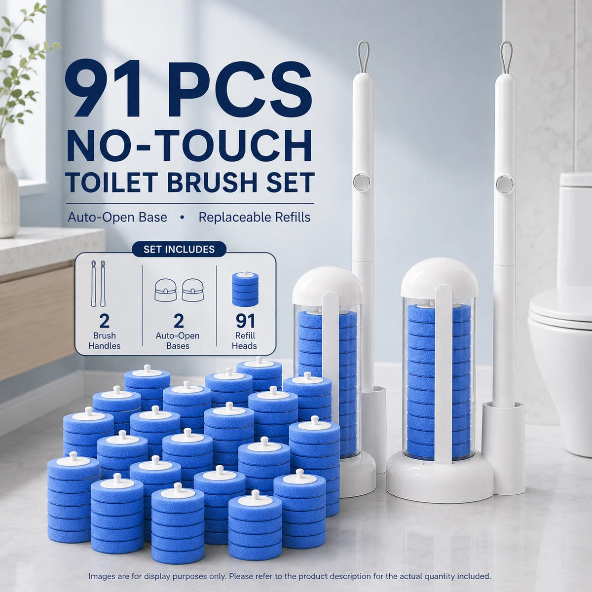 Joybos Touch Free Wall Mount Toilet Cleaning Wand With Pads