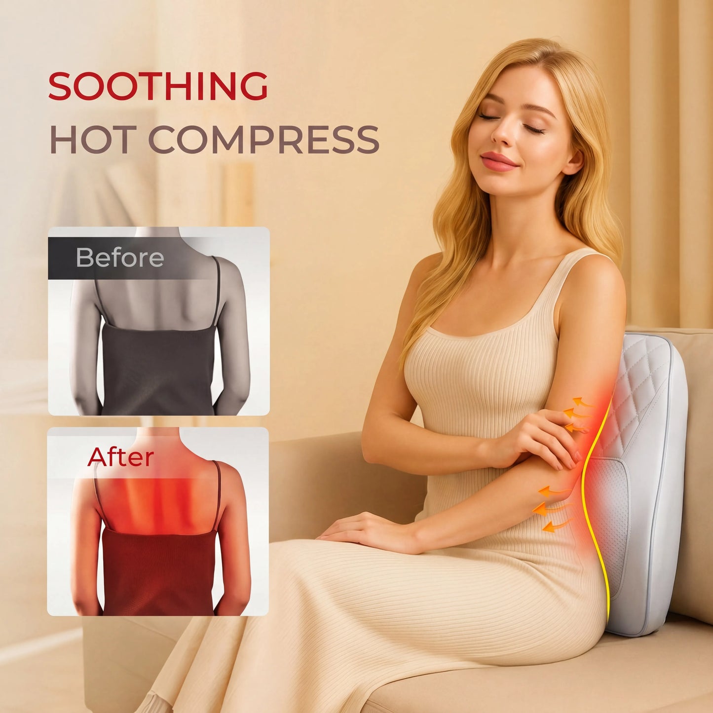 HIMOU Back Massager With Heat 3D Kneading For Neck Shoulder