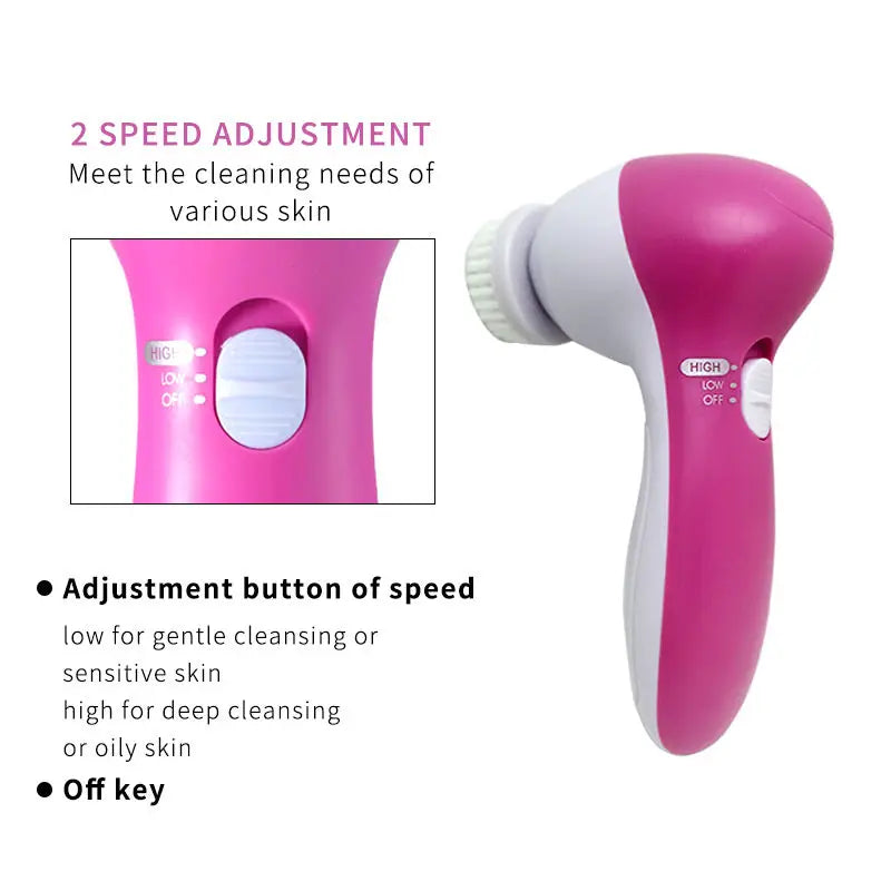 Five In One Electric Facial Cleansing Brush Massager