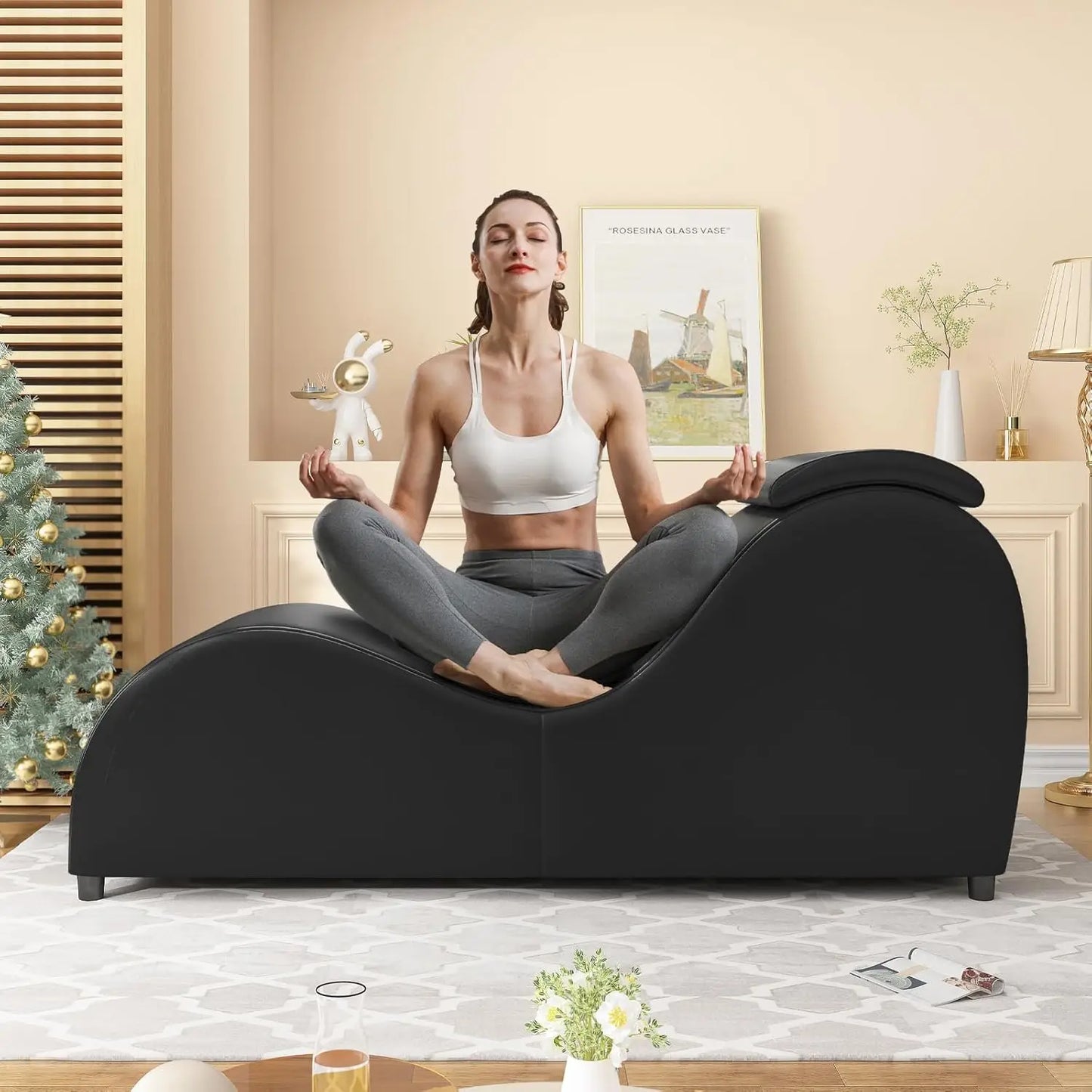 Ergonomic Curved Chaise Lounge Chair For Yoga And Relaxation