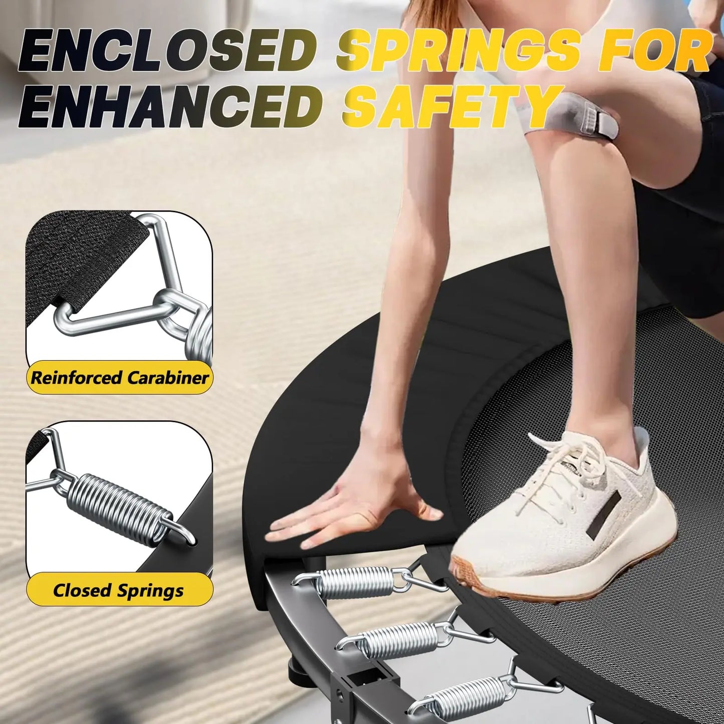 None Rebounder Trampoline Fitness Adjustable U Bar Handle 350 Lbs