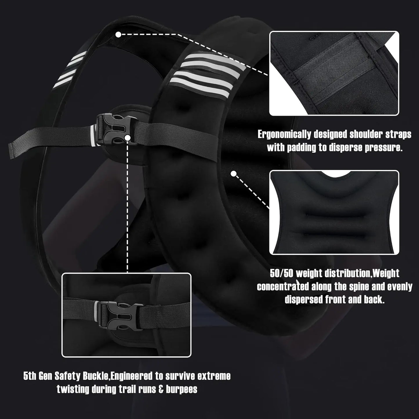 Weight Vest With Reflective Stripe For Workout And Running Training