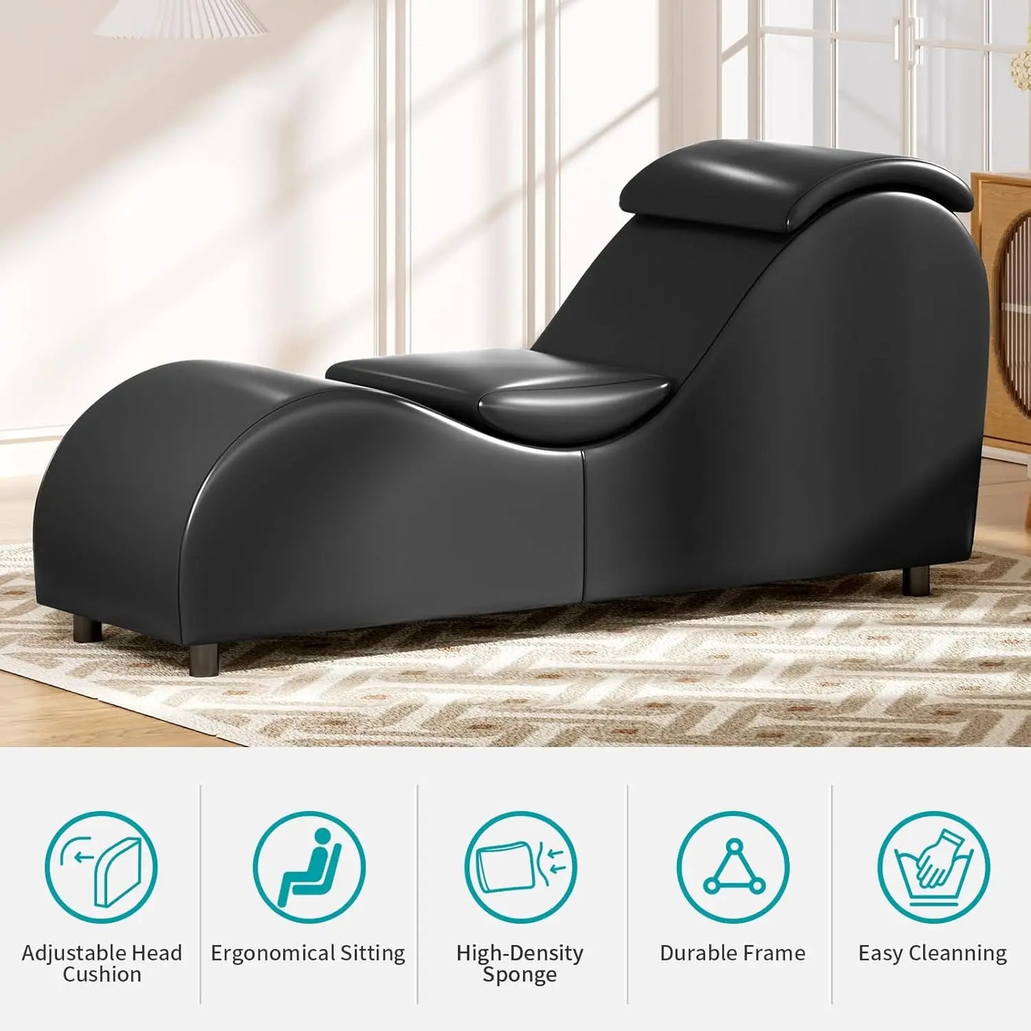 Ergonomic Curved Chaise Lounge Chair For Yoga And Relaxation