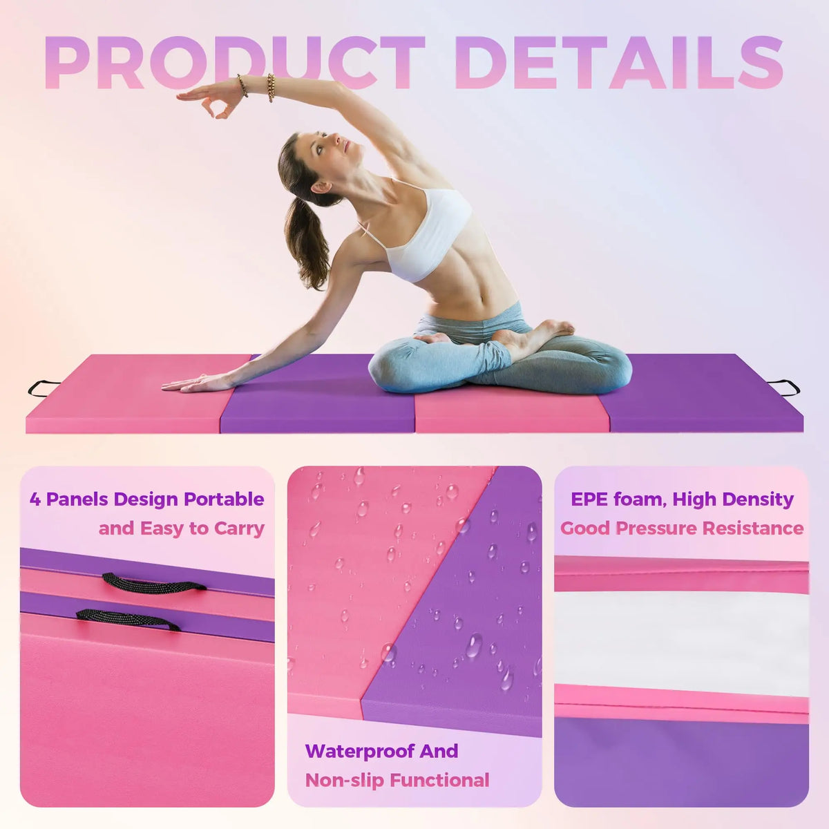 HiMISS Foldable Gymnastics Exercise Mat For Yoga And Pilates