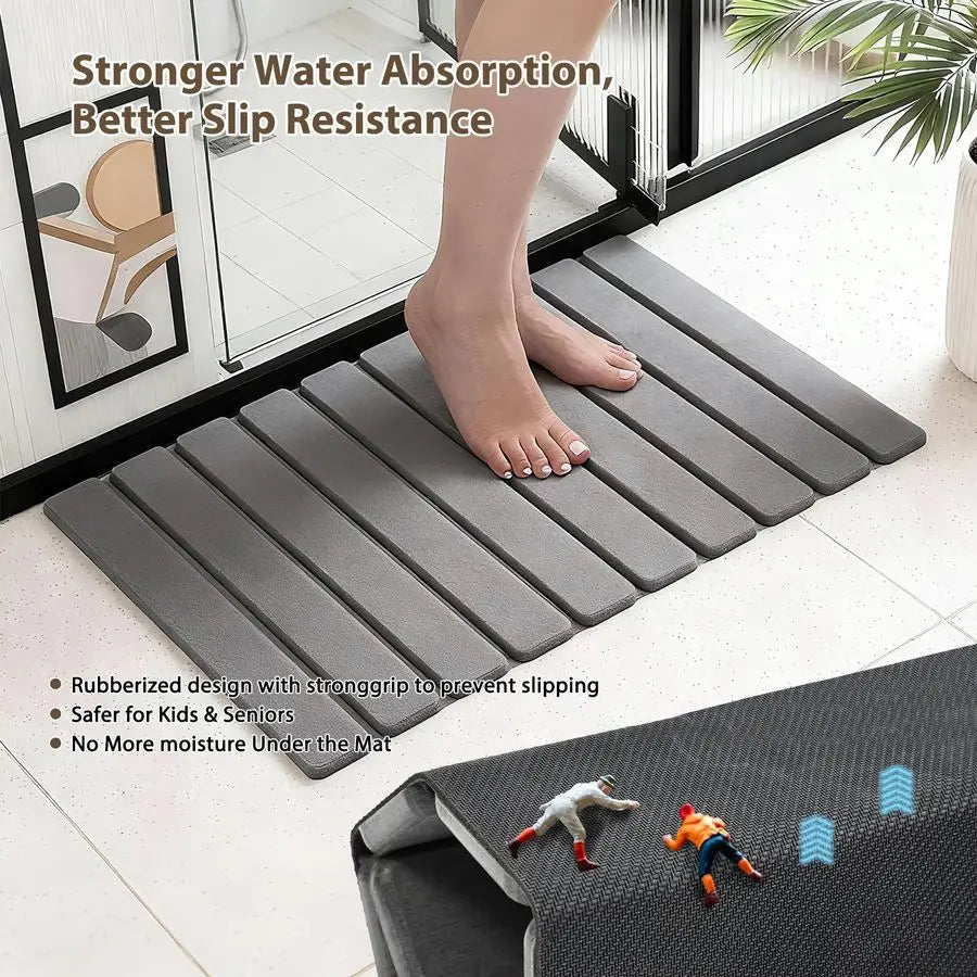 Diatomaceous Earth Bath Mat Set for Bathroom, 2-Piece