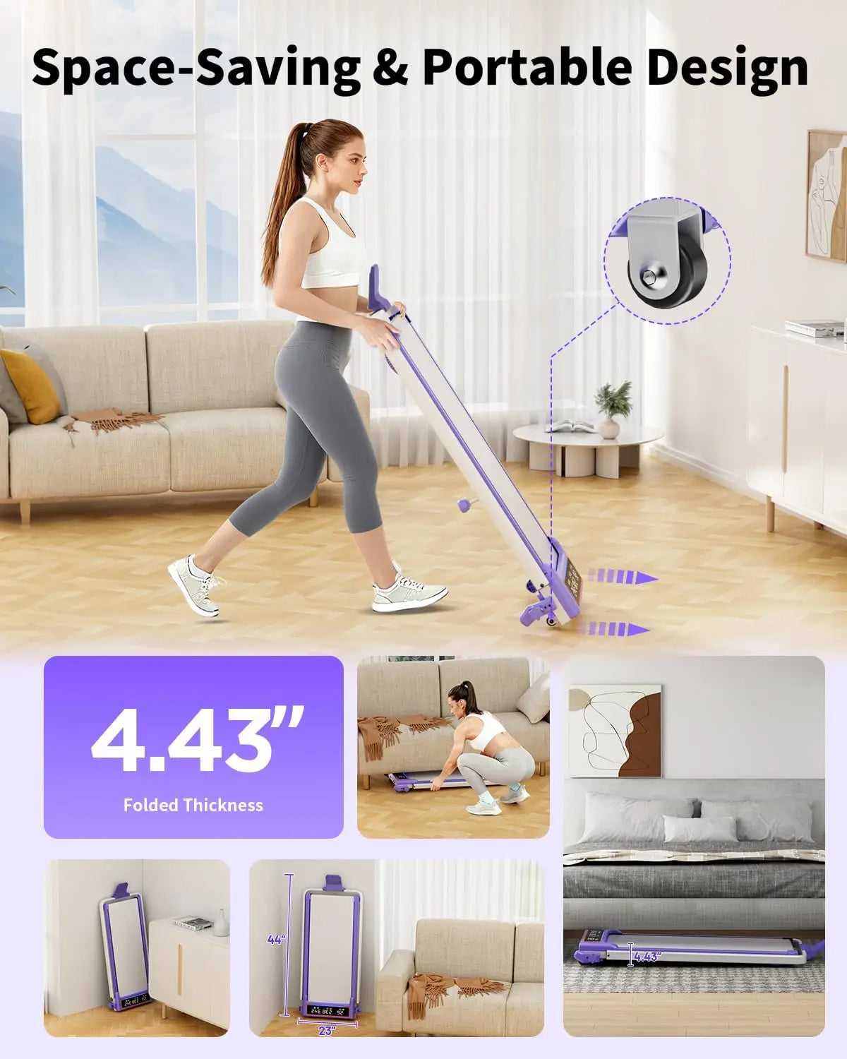 Folding Walking Pad With Incline And Dual Screen Display