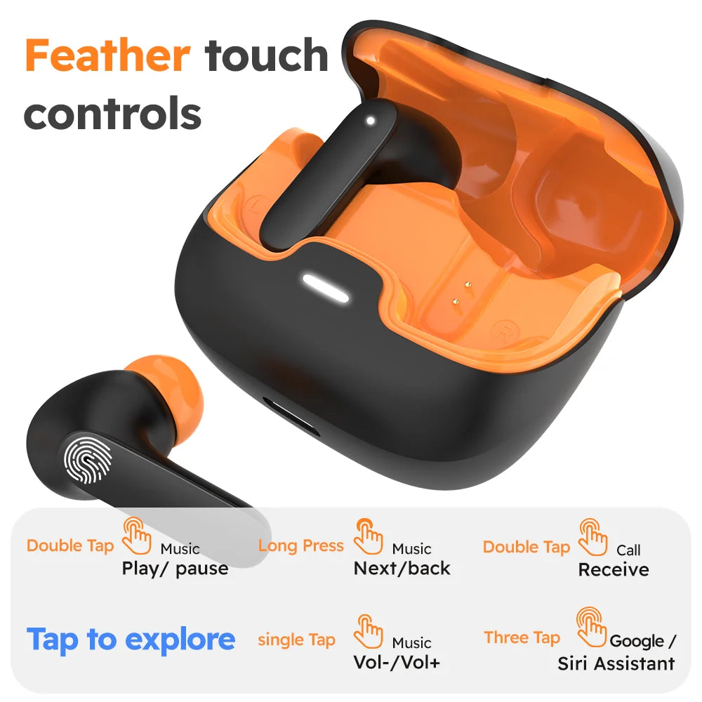 Jogrytece Bluetooth 5.4 TWS Earphones With ENC Noise Cancelling