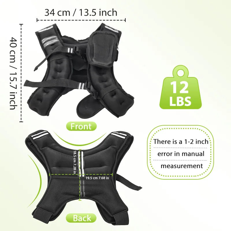 Weighted Vest With Reflective Stripe And Pocket For Workout