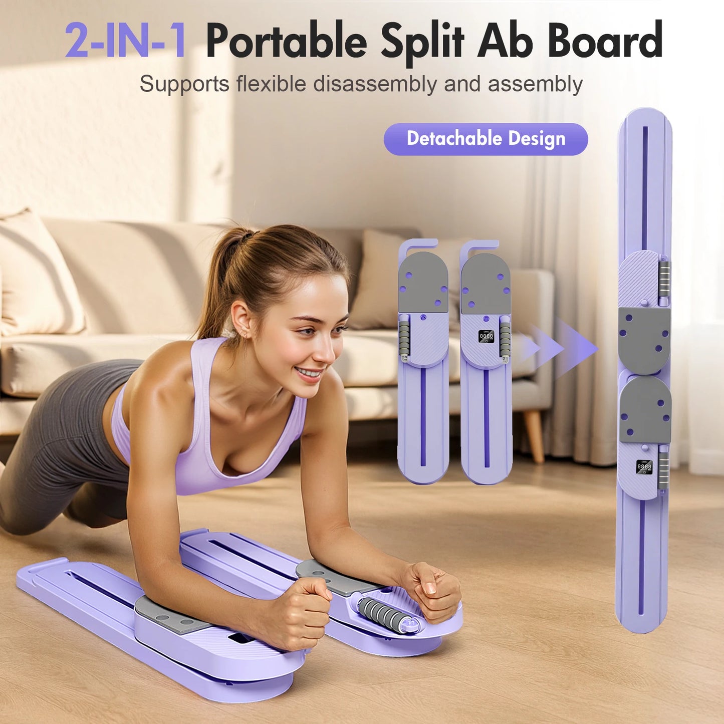 AB Portable Pilates Reformer Board With Resistance Bands LCD Display