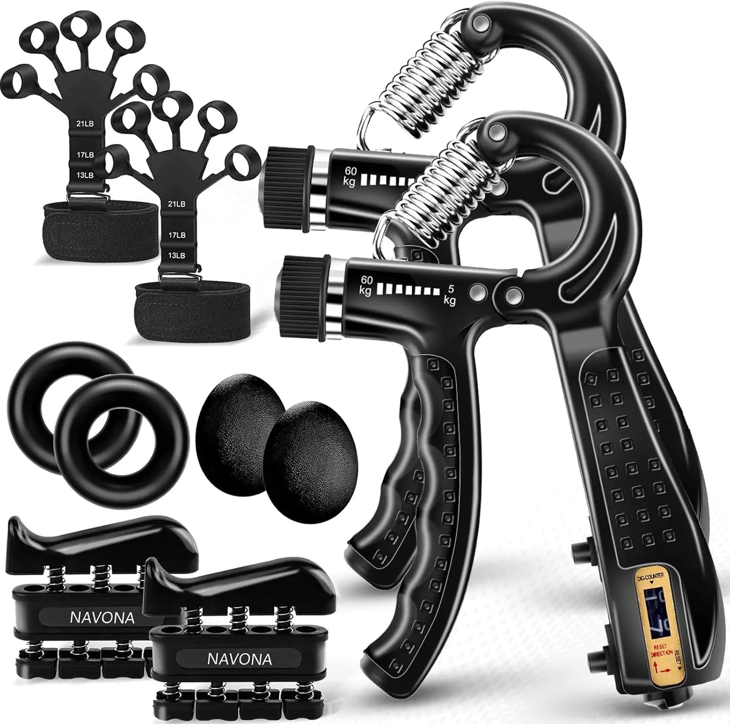 Grip Strength Trainer Kit 10 Piece Forearm Finger Exercise