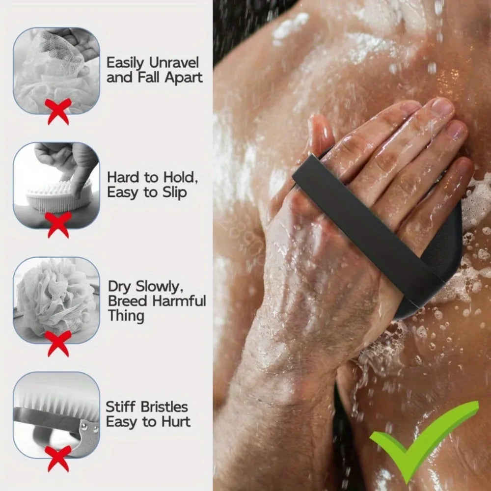 Silicone Bath Back Brush With Handle Exfoliating Scrubber