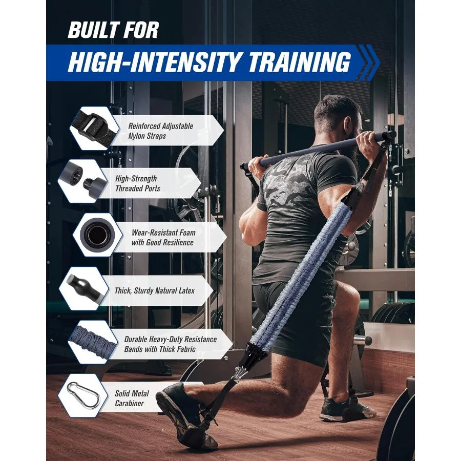 Upgraded Pilates Bar Kit With Resistance Bands Stainless Steel