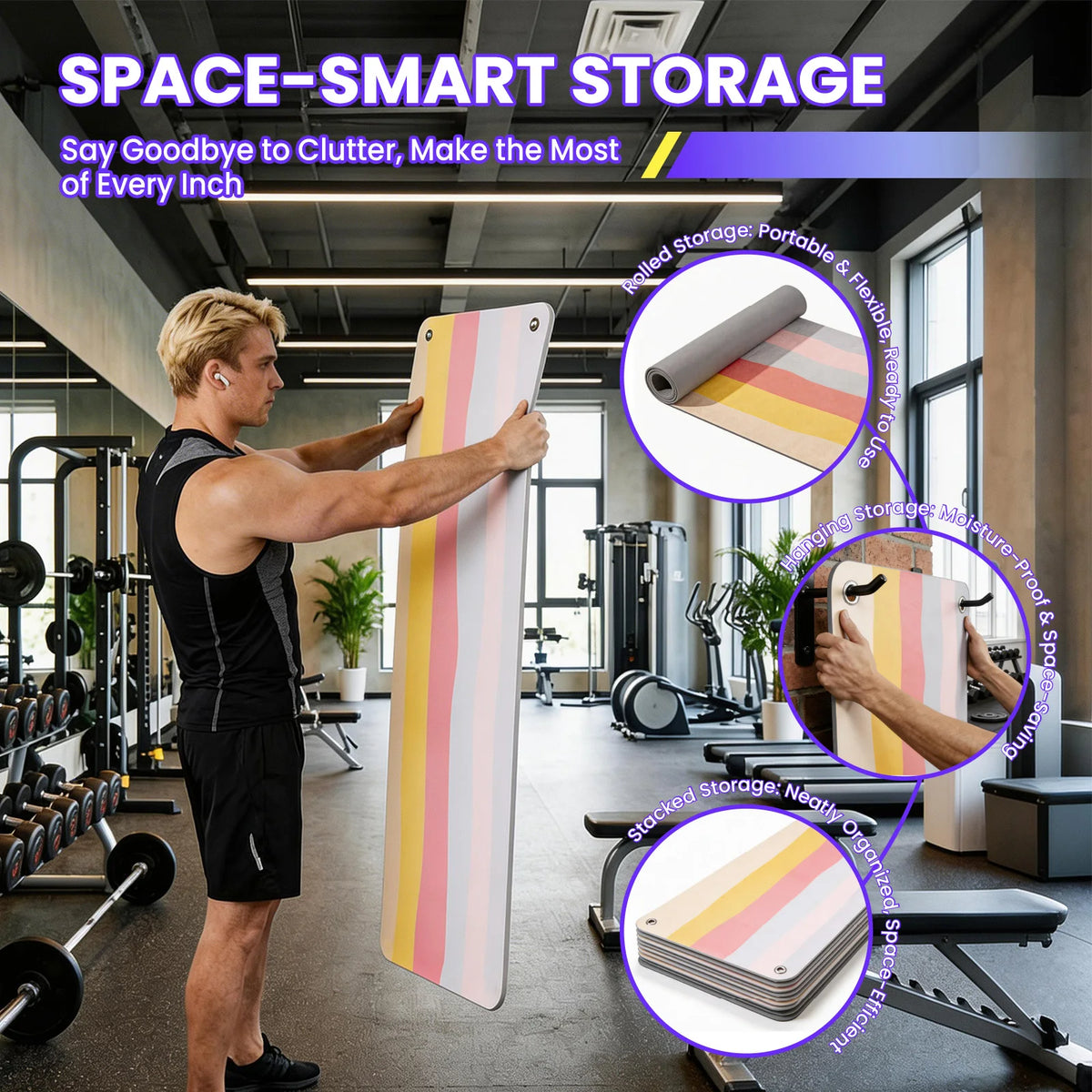 Non Slip Foldable Hanging Fitness Mat For Home Gym Workouts