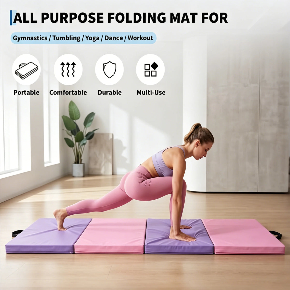 HiMISS Four Fold Gymnastics Exercise Mat For Home Workout