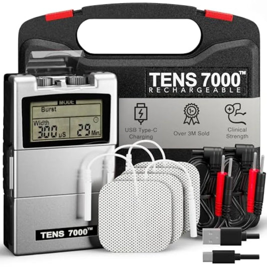 TENS 7000 Rechargeable Tens Unit With Four Electrodes