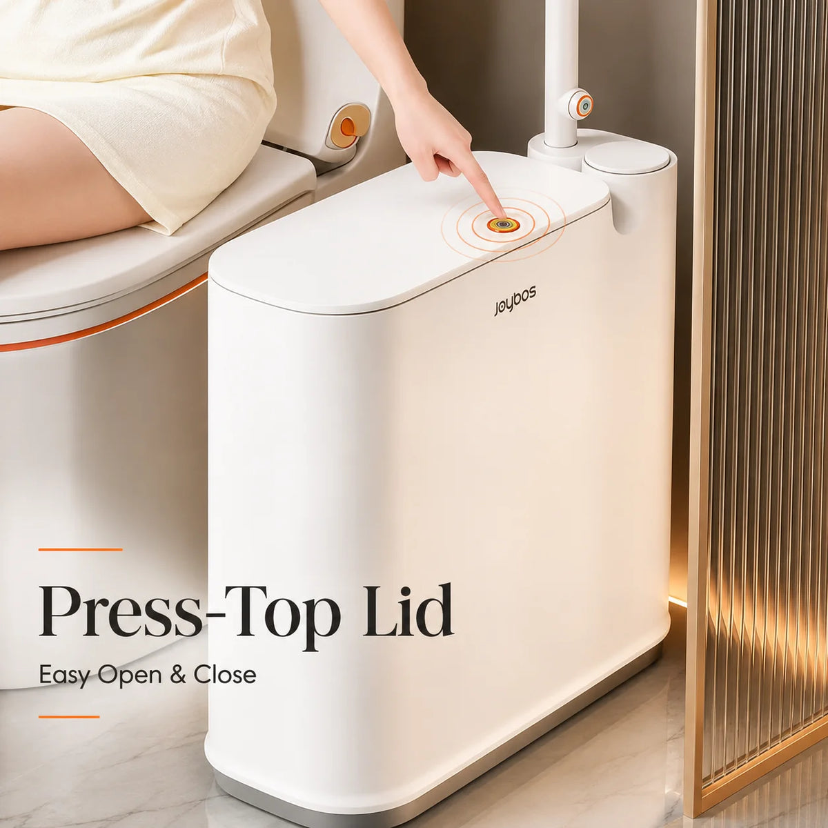 Joybos Plastic Bathroom Trash Bin And Toilet Brush Set