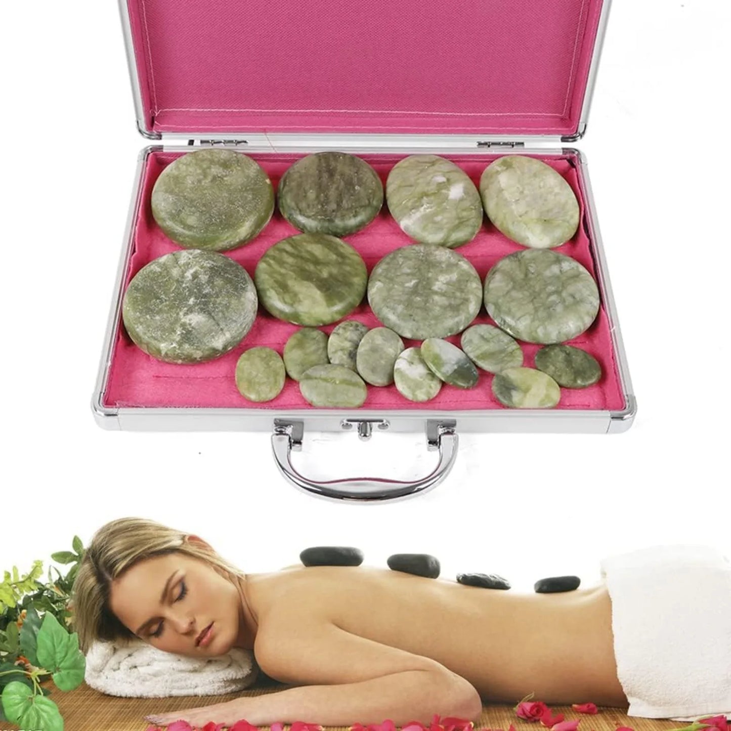 Hot Stone Massage Set With Warmer For Home Spa Relaxation