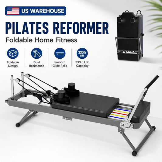 Foldable Pilates Reformer Machine For Home Gym Full Body