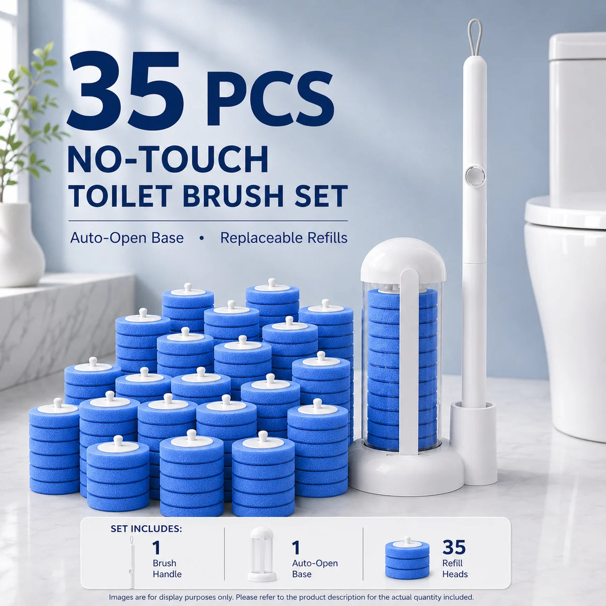 Joybos Touch Free Wall Mount Toilet Cleaning Wand With Pads