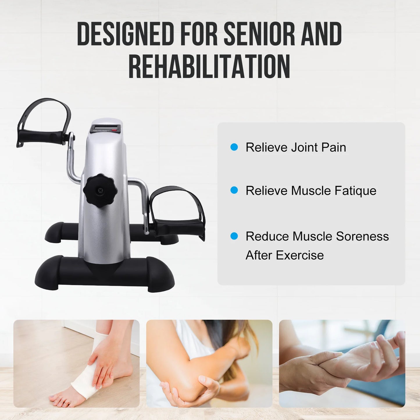 Portable Under Desk Mini Exercise Bike With LCD Monitor
