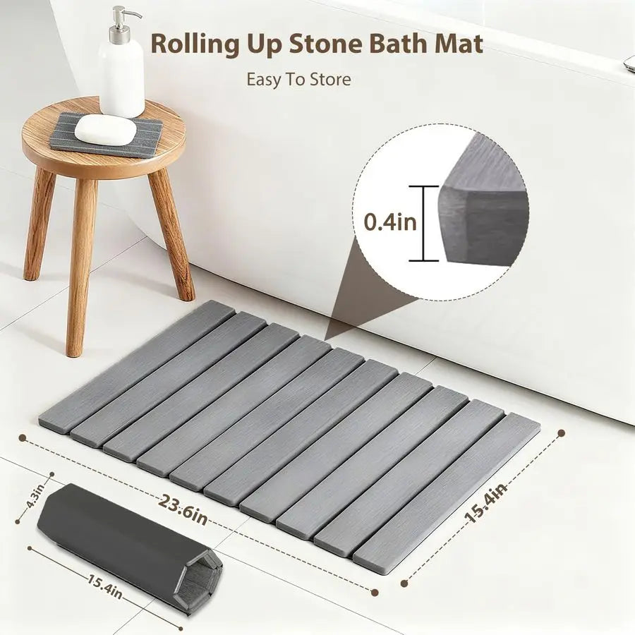Diatomaceous Earth Bath Mat Set for Bathroom, 2-Piece