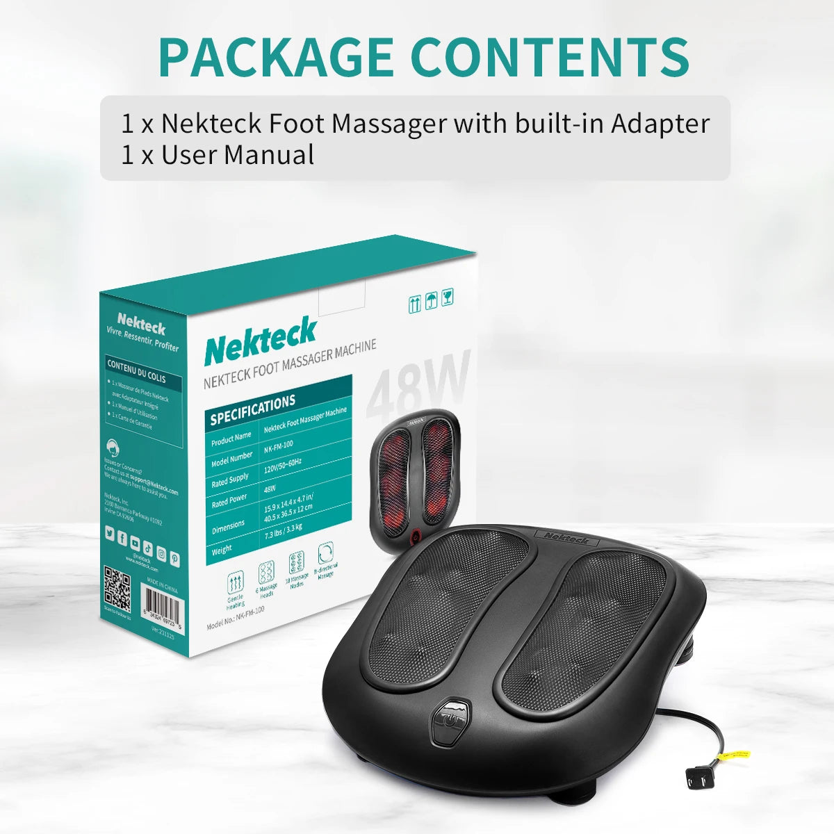 Nekteck Foot Massager With Heat Shiatsu Kneading Relief