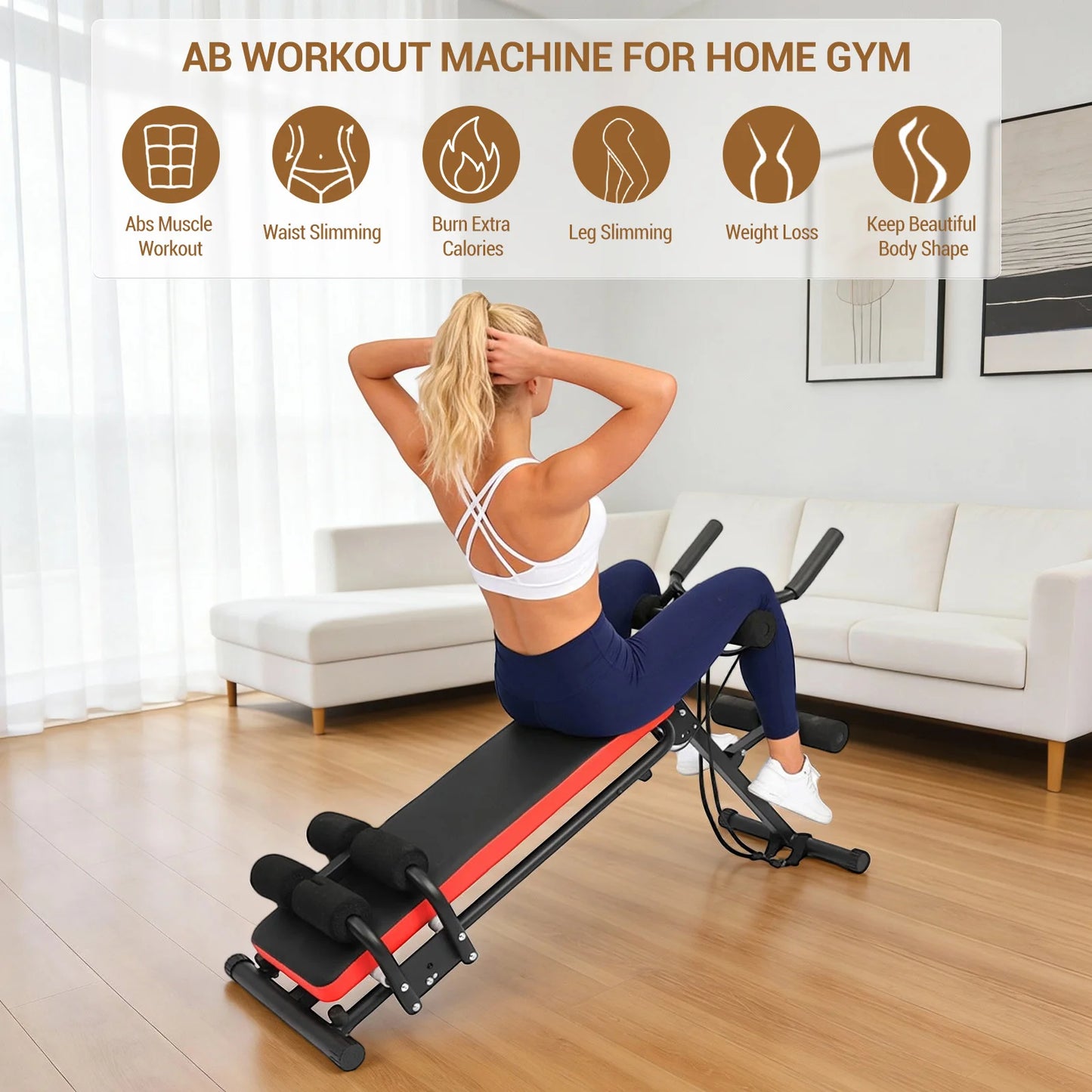 HiMISS 2 In 1 Ab Bench Glider With LCD Display