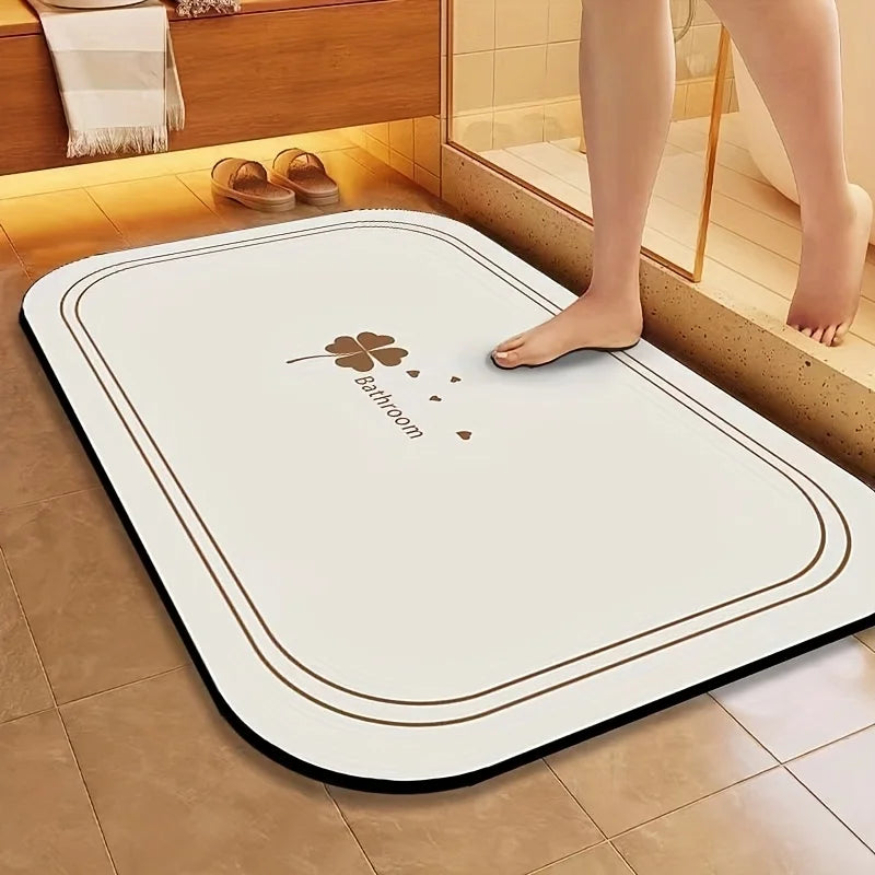 NONECN Diatomite Bath Mat Quick Dry Non Slip Water Absorbent