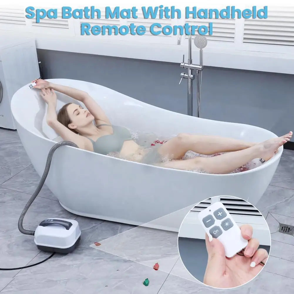 Portable Spa Bubble Bath Mat With Remote And Pillow