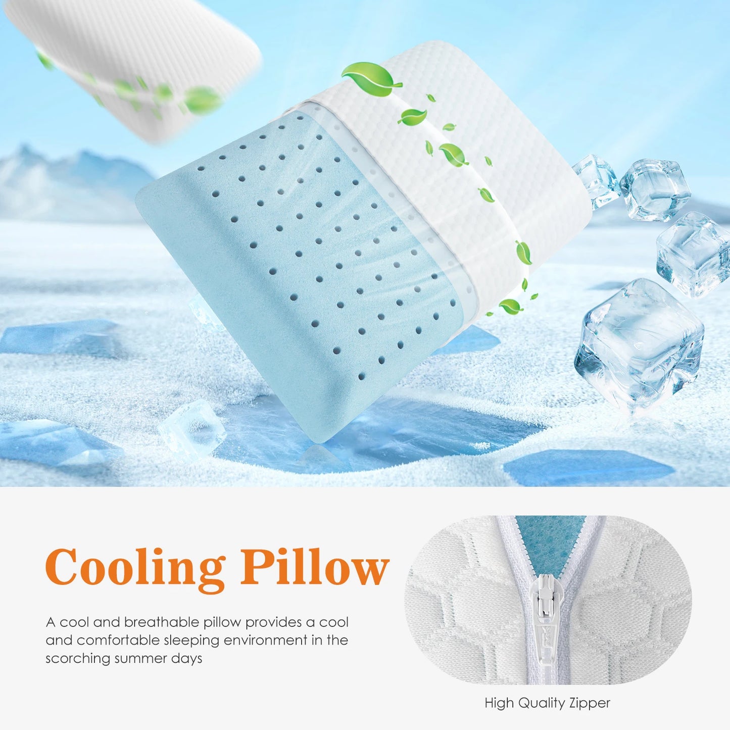JHK Memory Foam Pillows Neck Support With Ventilated Cover