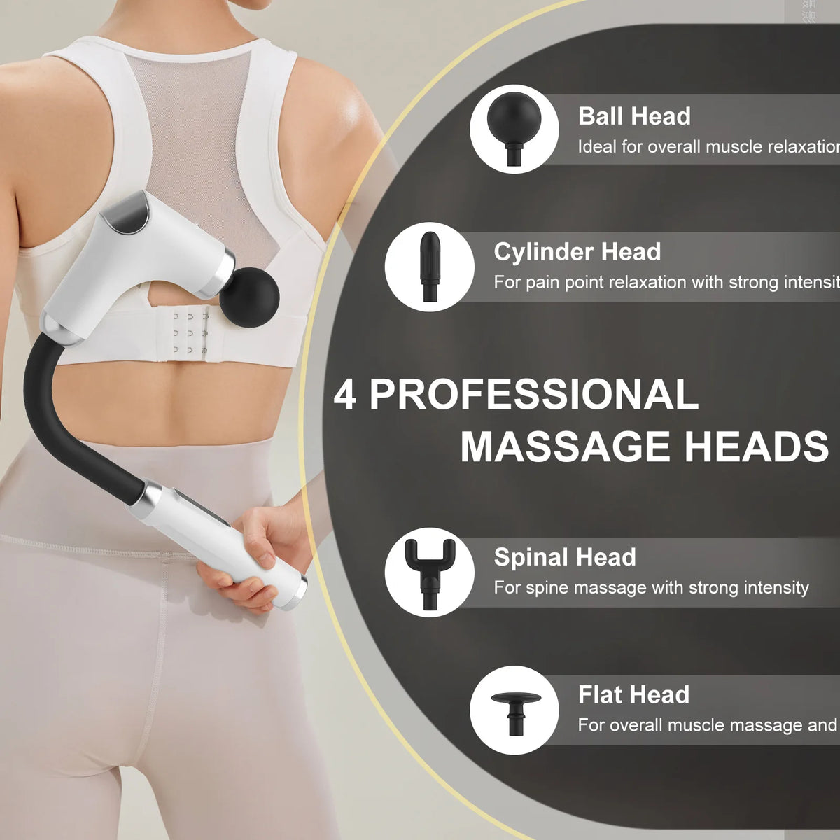 Long Handle Rechargeable Massage Gun For Deep Tissue Relief