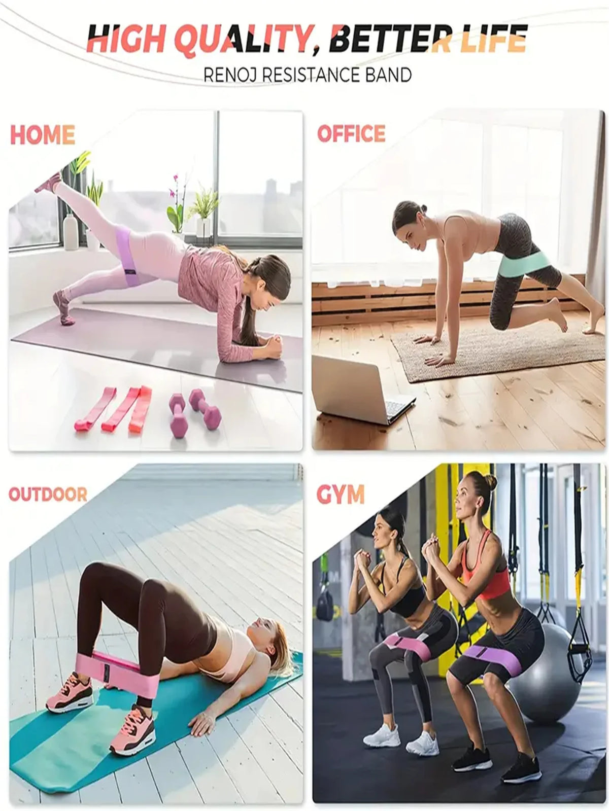 Pilates Yoga Elastic Resistance Fitness Exercise Bands