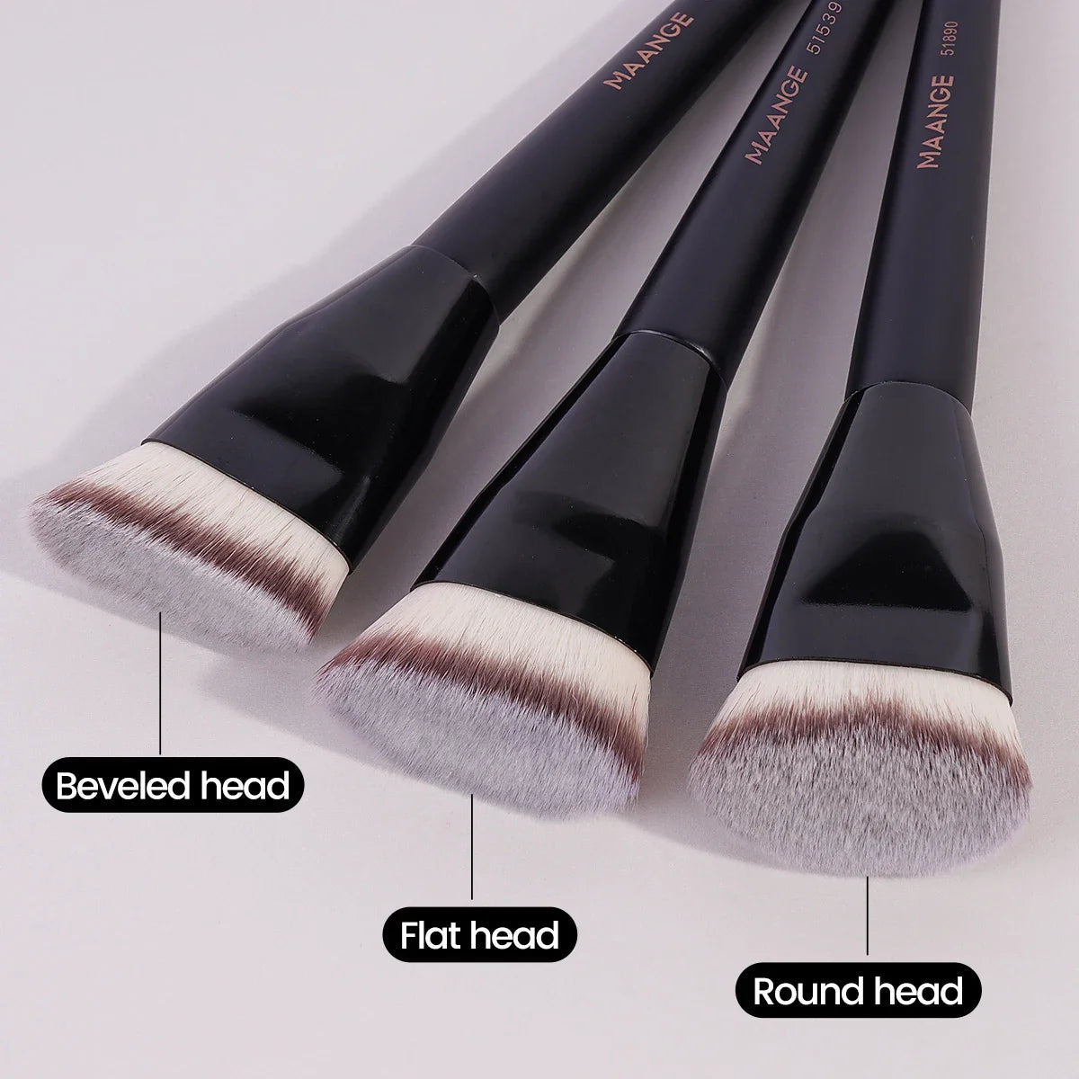 3 Piece Makeup Brush Set With Soft Synthetic Bristles