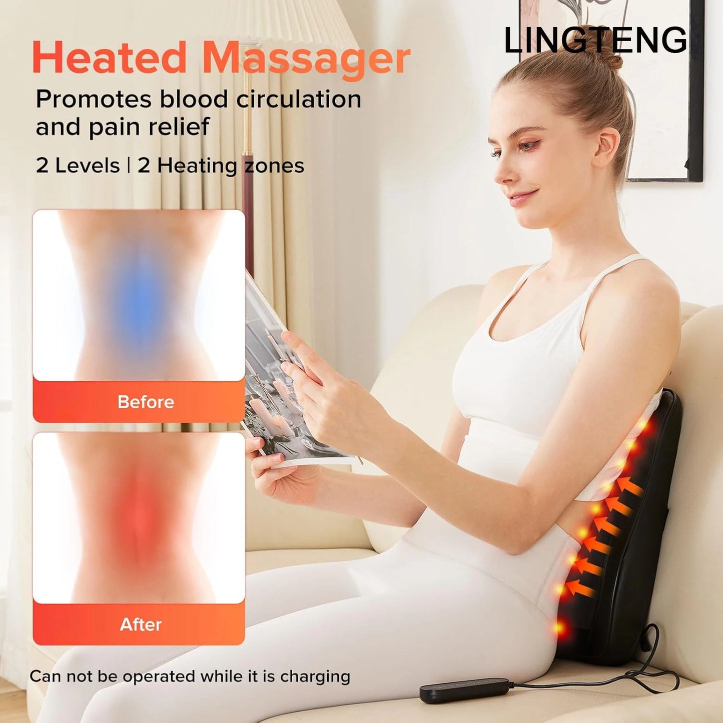LINGTENG Wireless Back Neck Shoulder Leg Massager USB Rechargeable